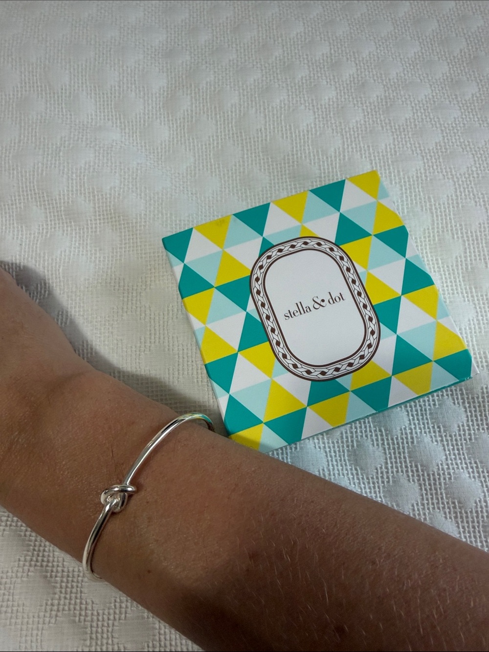 Stella & Dot Polished Silver Knot Bangle